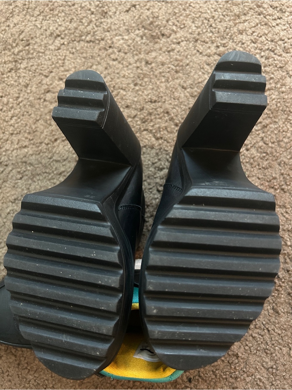 Steve Madden Black Leather Platform Heel Booties - Picture 5 of 5